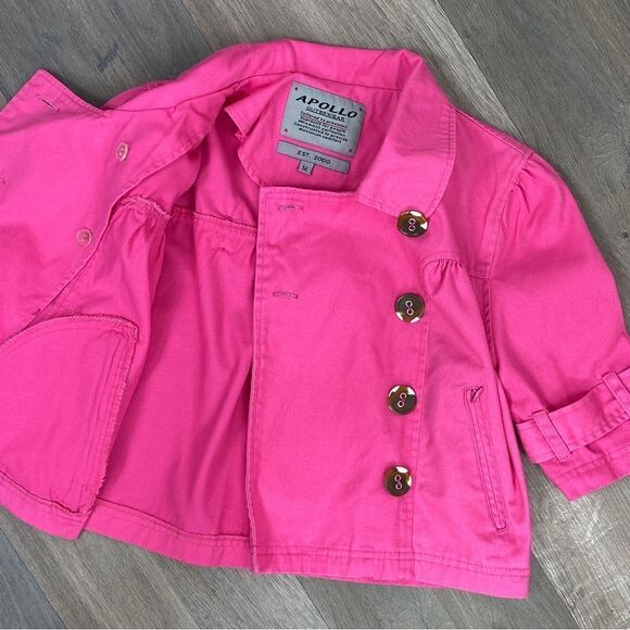 Apollo Cotton Twill Crop Jacket Pink Girls Medium - Picture 3 of 8